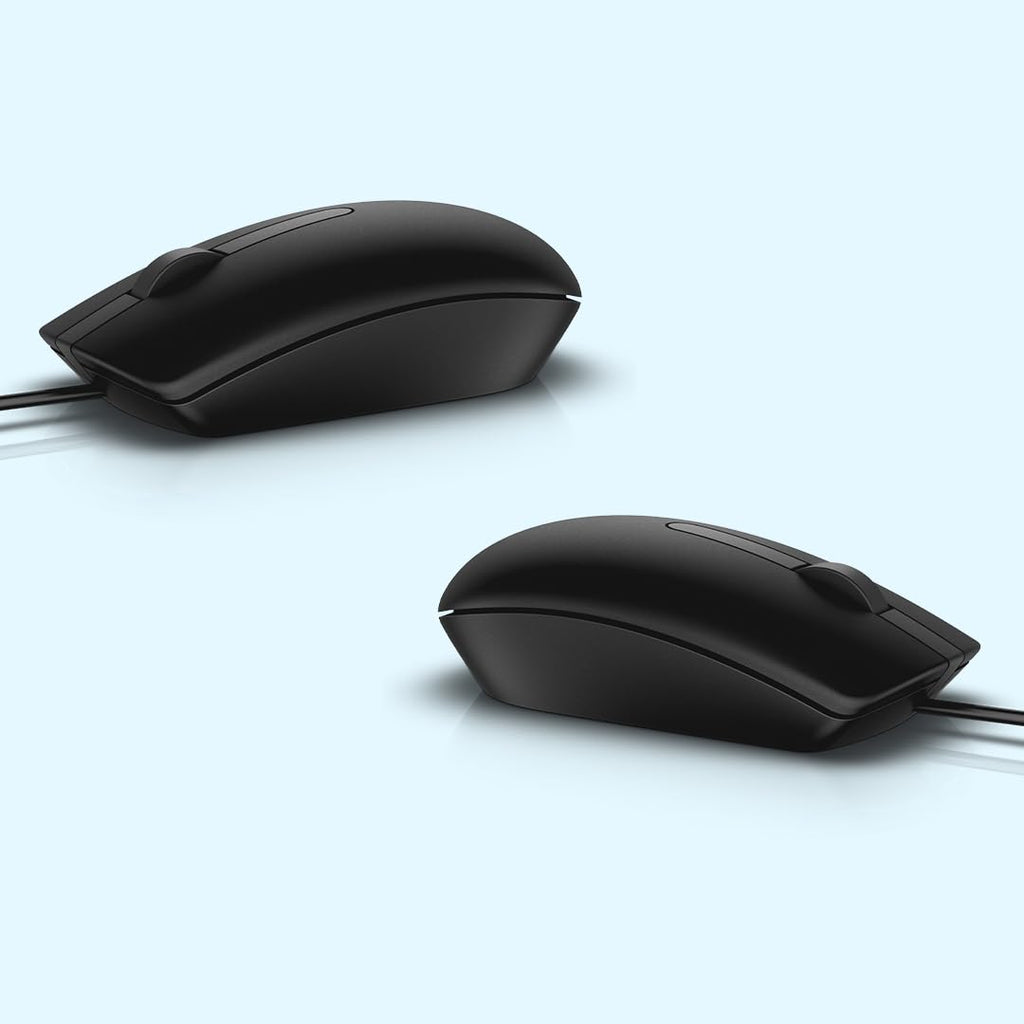 Dell MS116 Wired Mouse, 1000 DPI, Scrolling Wheel, 2 Buttons, 1 x USB, Optical LED Tracking, Plug and Play, Scrolling Wheel, Black