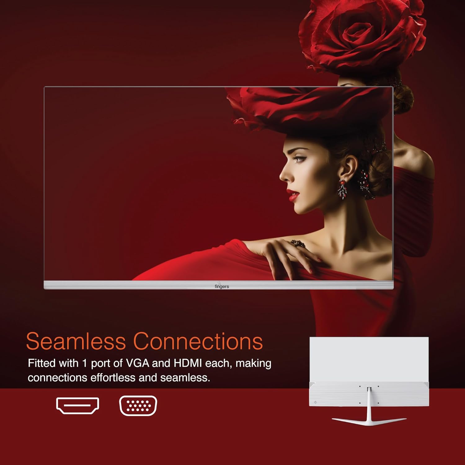 FINGERS The Big Picture LED Monitor Satin-2150 [21.45 (51.48cm), FHD (1920x1080 px), Ultra-Slim & Frameless, 16.7 M Colours, Wall Mountable, VGA, HD Interface with 100HZ (Stunning White)