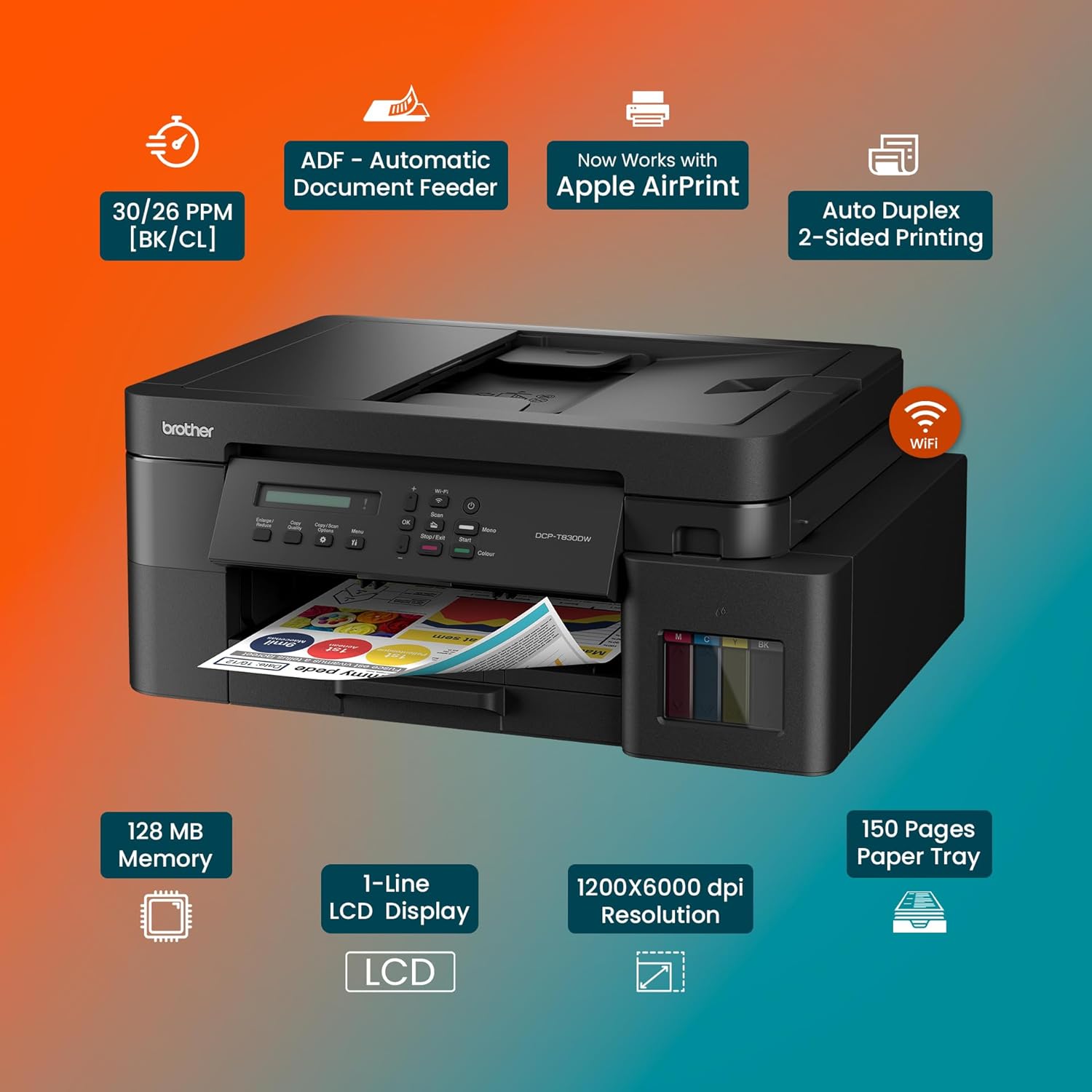 Printer Type : Inktank Printer ; Functionality : Print, Scan & Copy ; Print Output : Colour & Mo