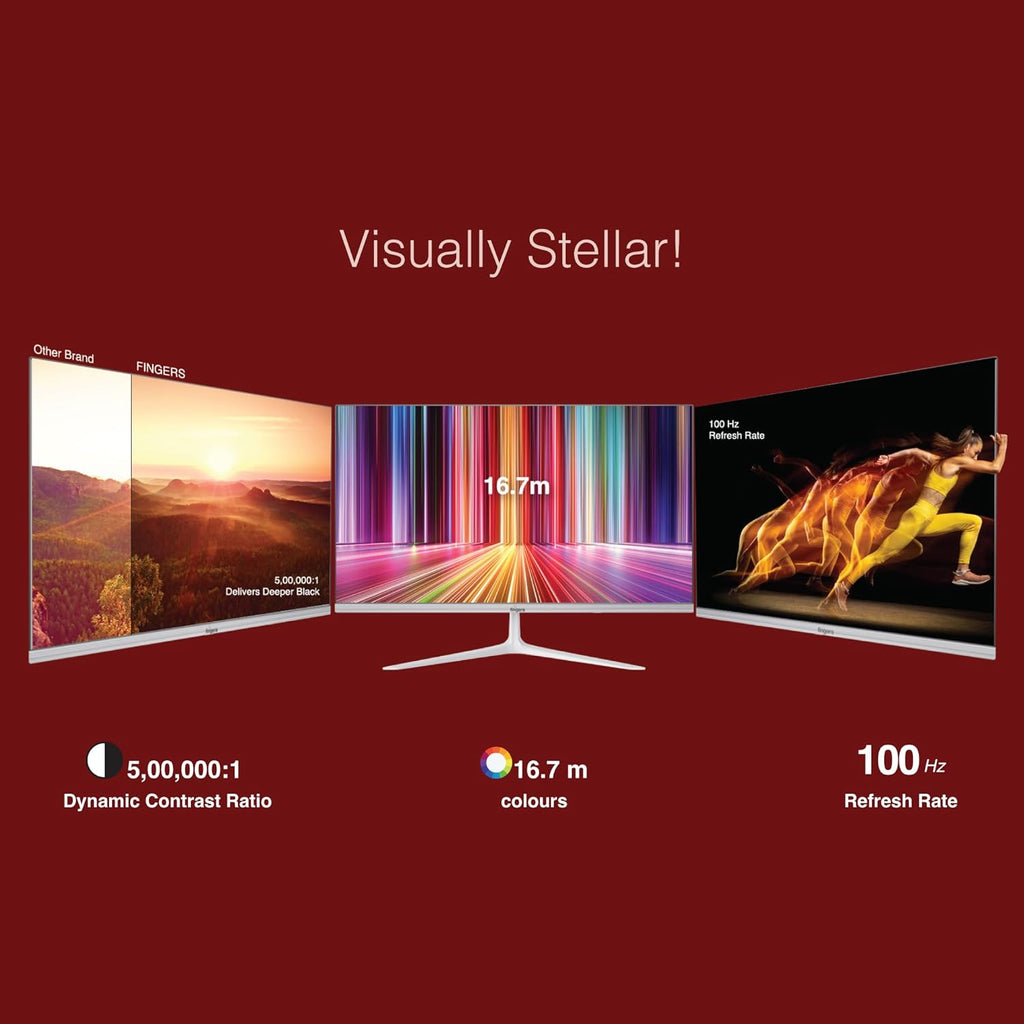 FINGERS The Big Picture LED Monitor Satin-2150 [21.45 (51.48cm), FHD (1920x1080 px), Ultra-Slim & Frameless, 16.7 M Colours, Wall Mountable, VGA, HD Interface with 100HZ (Stunning White)