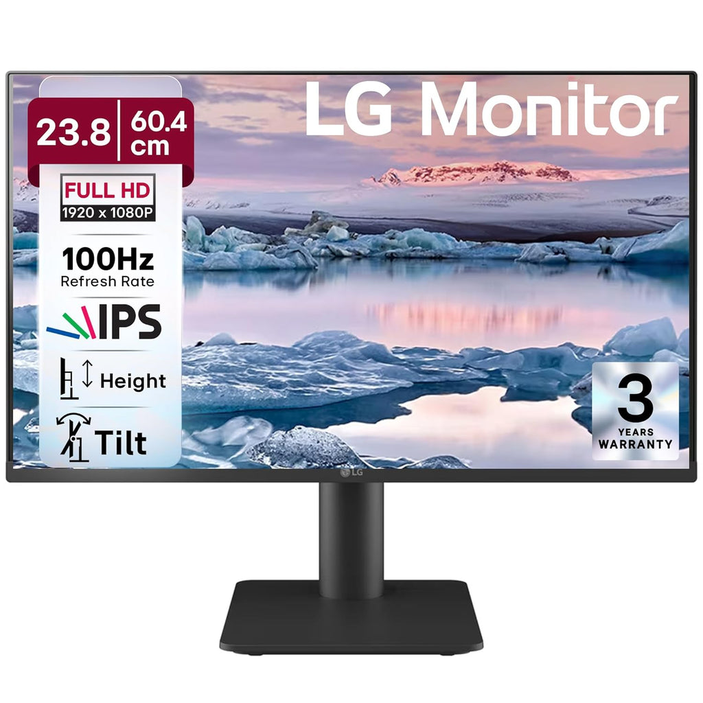 LG 24MS550 60.4 cm (23.8 Inch) FHD (1920x1080) IPS PC Monitor with 100Hz, 5ms (GtG), Flicker Safe & Reader Mode, 2xSpeakers, 2xHDMI, Tilt/Height Adjustable, 3-Side Virtually Borderless Design (Black)