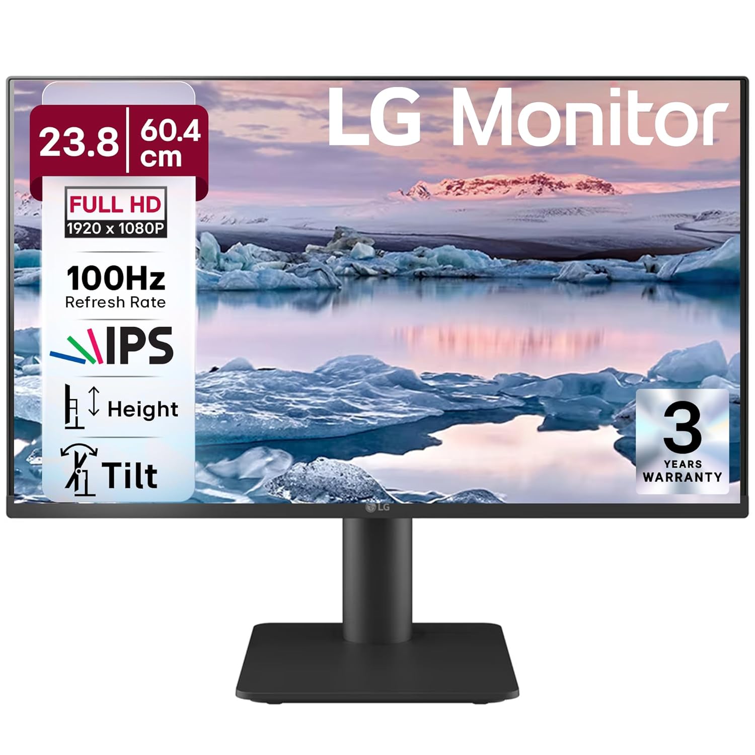 LG 24MS550 60.4 cm (23.8 Inch) FHD (1920x1080) IPS PC Monitor with 100Hz, 5ms (GtG), Flicker Safe & Reader Mode, 2xSpeakers, 2xHDMI, Tilt/Height Adjustable, 3-Side Virtually Borderless Design (Black)