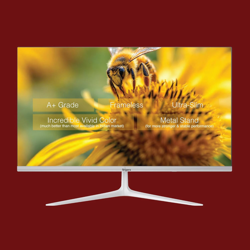 FINGERS The Big Picture LED Monitor Satin-2150 [21.45 (51.48cm), FHD (1920x1080 px), Ultra-Slim & Frameless, 16.7 M Colours, Wall Mountable, VGA, HD Interface with 100HZ (Stunning White)
