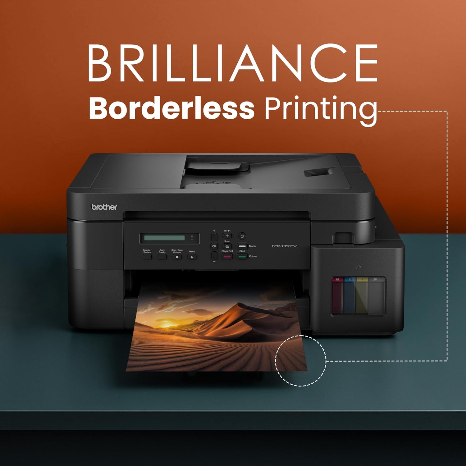 Printer Type : Inktank Printer ; Functionality : Print, Scan & Copy ; Print Output : Colour & Mo